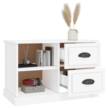 vidaXL Έπιπλο Τηλεόρασης Γυαλ. Λευκό 73x35,5x47,5cm από Επεξ. Ξύλο
