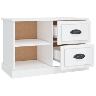 vidaXL Έπιπλο Τηλεόρασης Γυαλ. Λευκό 73x35,5x47,5cm από Επεξ. Ξύλο
