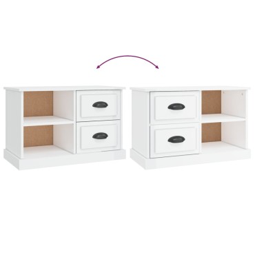vidaXL Έπιπλο Τηλεόρασης Γυαλ. Λευκό 73x35,5x47,5cm από Επεξ. Ξύλο