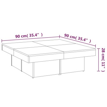 vidaXL Τραπεζάκι Σαλονιού Γκρι Sonoma 90x90x28cm Επεξεργασμένο Ξύλο 1 τεμ.