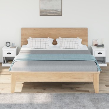 vidaXL Κομοδίνα 2 τεμ. Λευκά 39x39x47,5cm από Επεξεργασμένο Ξύλο