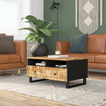 vidaXL Τραπεζάκι Σαλονιού 80x54x40cm Μασίφ Ξύλο Μάνγκο & Επεξ. Ξύλο 1 τεμ.