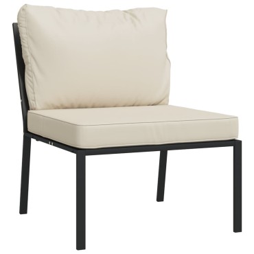vidaXL Καρέκλες Κήπου 2 τεμ. 60x74x79cm Ατσάλινες Μαξιλάρια Χρ. Άμμου Διθέσιος