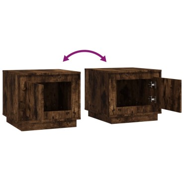vidaXL Τραπεζάκι Σαλονιού Καπνιστή Δρυς 51x50x44cm Επεξεργασμ. Ξύλο 1 τεμ.