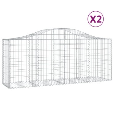 vidaXL Συρματοκιβώτια Τοξωτά 2 τεμ. 200x50x80/100 εκ. Γαλβαν. Ατσάλι