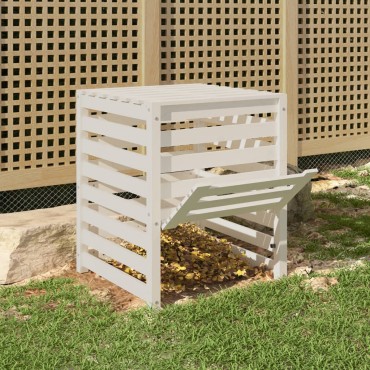 vidaXL Κομποστοποιητής Λευκός 63,5x63,5x77,5 εκ. από Μασίφ Ξύλο Πεύκου