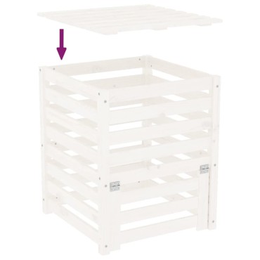 vidaXL Κομποστοποιητής Λευκός 63,5x63,5x77,5 εκ. από Μασίφ Ξύλο Πεύκου