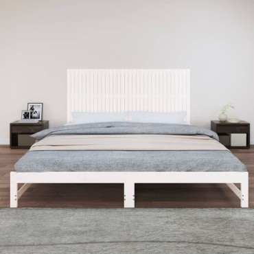 vidaXL Κεφαλάρι Τοίχου Λευκό 204x3x90cm από Μασίφ Ξύλο Πεύκου 1 τεμ.