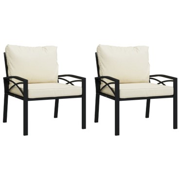 vidaXL Καρέκλες Κήπου 2 τεμ. 68x76x79cm Ατσάλινες Μαξιλάρια Χρ. Άμμου Διθέσιος
