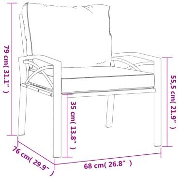 vidaXL Καρέκλες Κήπου 2 τεμ. 68x76x79cm Ατσάλινες Μαξιλάρια Χρ. Άμμου Διθέσιος