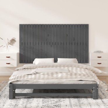 vidaXL Κεφαλάρι Τοίχου Γκρι 159,5x3x90cm από Μασίφ Ξύλο Πεύκου 1 τεμ.