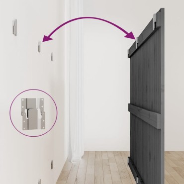 vidaXL Κεφαλάρι Τοίχου Γκρι 159,5x3x90cm από Μασίφ Ξύλο Πεύκου 1 τεμ.