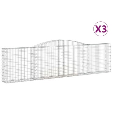 vidaXL Συρματοκιβώτια Τοξωτά 3 τεμ. 400x30x100/120 εκ. Γαλβαν. Ατσάλι