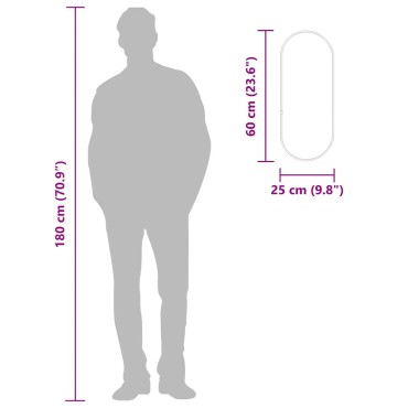 vidaXL Καθρέφτης Τοίχου Οβάλ Ασημί 60x25 εκ.