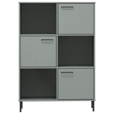 vidaXL Βιβλιοθήκη OSLO Γκρι 90x35x128,5cm Μασίφ Ξύλο με Μετ. Πόδια 1 τεμ.
