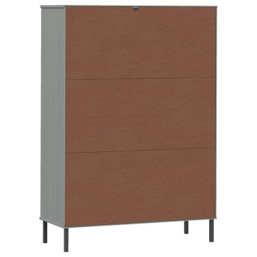 vidaXL Βιβλιοθήκη OSLO Γκρι 90x35x128,5cm Μασίφ Ξύλο με Μετ. Πόδια 1 τεμ.