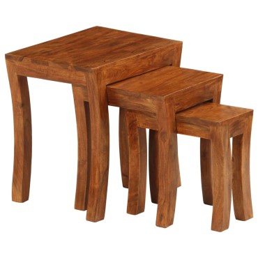 vidaXL Τραπεζάκια Ζιγκόν 3 τεμ. Καφέ 50x35x50cm Μασίφ Ξύλο Ακακίας
