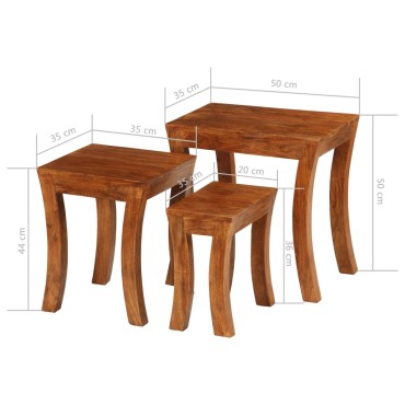 vidaXL Τραπεζάκια Ζιγκόν 3 τεμ. Καφέ 50x35x50cm Μασίφ Ξύλο Ακακίας