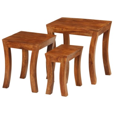 vidaXL Τραπεζάκια Ζιγκόν 3 τεμ. Καφέ 50x35x50cm Μασίφ Ξύλο Ακακίας