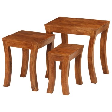 vidaXL Τραπεζάκια Ζιγκόν 3 τεμ. Καφέ 50x35x50cm Μασίφ Ξύλο Ακακίας