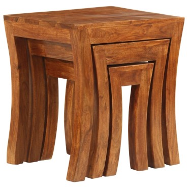 vidaXL Τραπεζάκια Ζιγκόν 3 τεμ. Καφέ 50x35x50cm Μασίφ Ξύλο Ακακίας