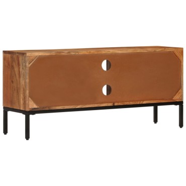 vidaXL Έπιπλο Τηλεόρασης Μελί & Γκρι 110x30x50cm Μασίφ Ξύλο Ακακίας