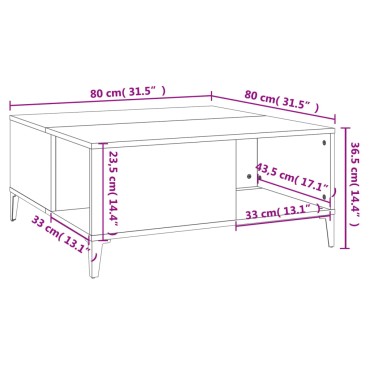 vidaXL Τραπεζάκι Σαλονιού Γκρι Sonoma 80x80x36,5cm Επεξεργασμένο Ξύλο 1 τεμ.