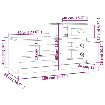 vidaXL Παπουτσοθήκη Μαύρη 100x42x60cm από Επεξεργασμένο Ξύλο