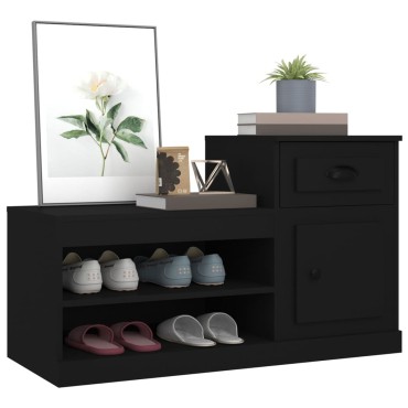 vidaXL Παπουτσοθήκη Μαύρη 100x42x60cm από Επεξεργασμένο Ξύλο