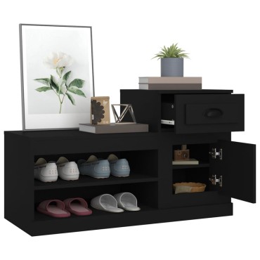 vidaXL Παπουτσοθήκη Μαύρη 100x42x60cm από Επεξεργασμένο Ξύλο