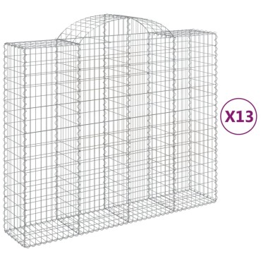 vidaXL Συρματοκιβώτια Τοξωτά 13 τεμ. 200x50x160/180 εκ. Γαλβαν. Ατσάλι
