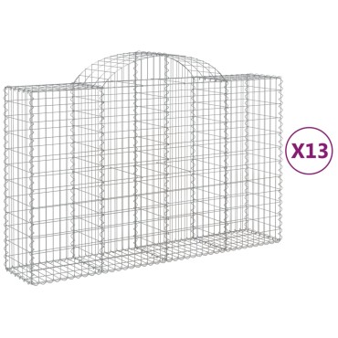 vidaXL Συρματοκιβώτια Τοξωτά 13 τεμ. 200x50x120/140 εκ. Γαλβαν. Ατσάλι