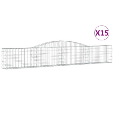 vidaXL Συρματοκιβώτια Τοξωτά 15 τεμ. 400x30x60/80 εκ. Γαλβαν. Ατσάλι