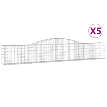 vidaXL Συρματοκιβώτια Τοξωτά 5 τεμ. 400x30x60/80 εκ. Γαλβαν. Ατσάλι