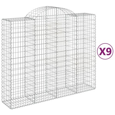 vidaXL Συρματοκιβώτια Τοξωτά 9 τεμ. 200x50x160/180 εκ. Γαλβαν. Ατσάλι