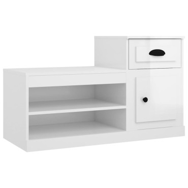 vidaXL Παπουτσοθήκη Γυαλιστερό Λευκό 100x42x60cm Επεξεργασμένο Ξύλο
