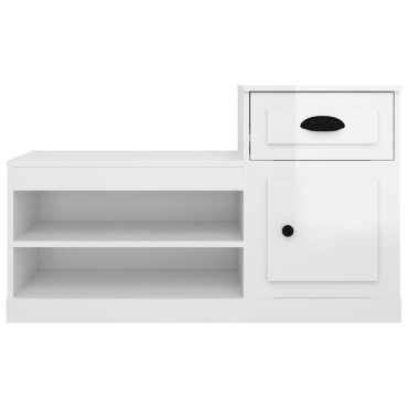 vidaXL Παπουτσοθήκη Γυαλιστερό Λευκό 100x42x60cm Επεξεργασμένο Ξύλο