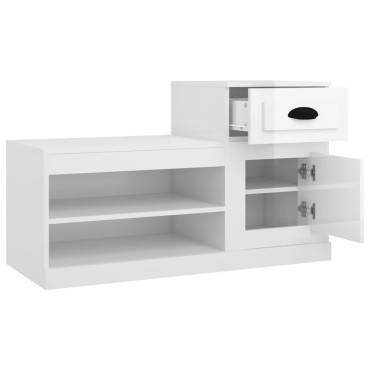 vidaXL Παπουτσοθήκη Γυαλιστερό Λευκό 100x42x60cm Επεξεργασμένο Ξύλο