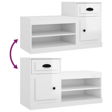 vidaXL Παπουτσοθήκη Γυαλιστερό Λευκό 100x42x60cm Επεξεργασμένο Ξύλο