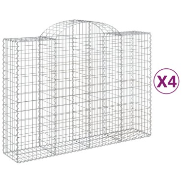 vidaXL Συρματοκιβώτια Τοξωτά 4 τεμ. 200x50x140/160 εκ. Γαλβαν. Ατσάλι