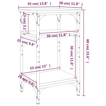 vidaXL Βοηθητικό Τραπέζι Καφέ Δρυς 35x30x60cm Επεξεργασμένο Ξύλο 1 τεμ.