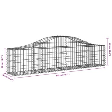 vidaXL Συρματοκιβώτιο Τοξωτό 200x30x40/60εκ. από Γαλβανισμένο Σίδερο
