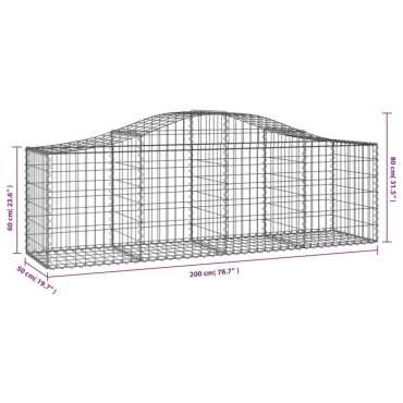 vidaXL Συρματοκιβώτιο Τοξωτό 200x50x60/80εκ. από Γαλβανισμένο Χάλυβα