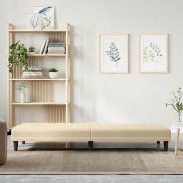 vidaXL Καναπές Κρεβάτι με Ποτηροθήκη Κρεμ Υφασμάτινος 200x89x70cm 1 τεμ. Γωνιακός