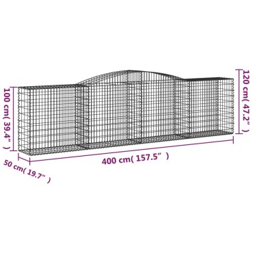 vidaXL Συρματοκιβώτιο Τοξωτό 400x50x100/120εκ. από Γαλβανισμένο Χάλυβα