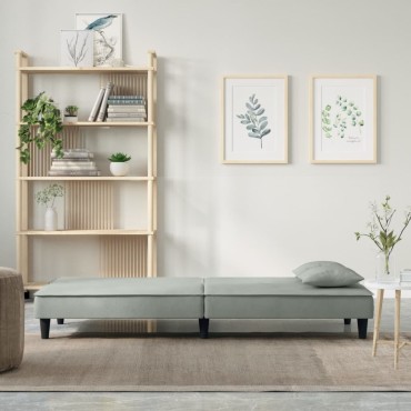 vidaXL Καναπές Κρεβάτι Ανοιχτό Γκρι Βελούδινος 200x100x33cm 1 τεμ. Γωνιακός