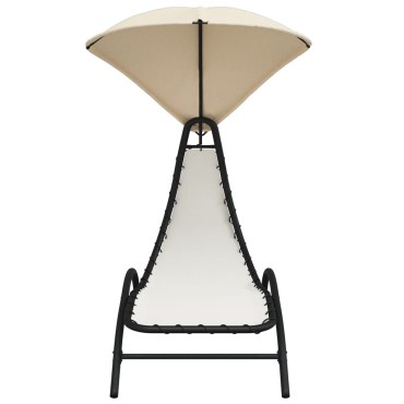 vidaXL Ξαπλώστρα με Σκίαστρο Κρεμ 167x80x195cm από Ύφασμα και Ατσάλι 1 τεμ.