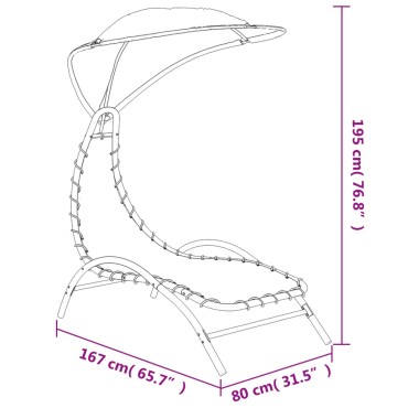 vidaXL Ξαπλώστρα με Σκίαστρο Κρεμ 167x80x195cm από Ύφασμα και Ατσάλι 1 τεμ.