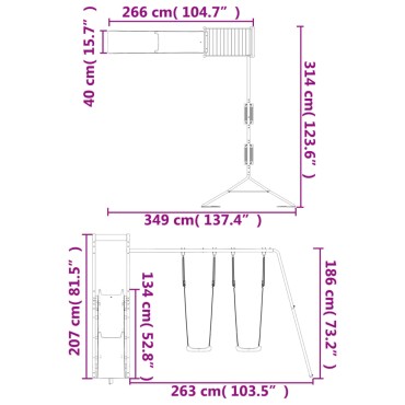 vidaXL Παιδική Χαρά Εξωτερικού Χώρου από Μασίφ Ξύλο Ψευδοτσούγκας
