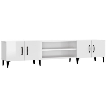 vidaXL Έπιπλο Τηλεόρασης Γυαλ. Λευκό 180x31,5x40cm Επεξεργασμένο Ξύλο
